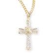 Crystal Cubic Zirconia Cross Necklace, Gold Over Sterling Silver
