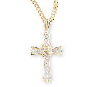 Crystal Cubic Zirconia Cross Necklace, Gold Over Sterling Silver