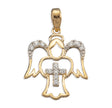 Guardian Angel Cross Necklace with Cubic Zirconia Accents, Gold Over Sterling Silver