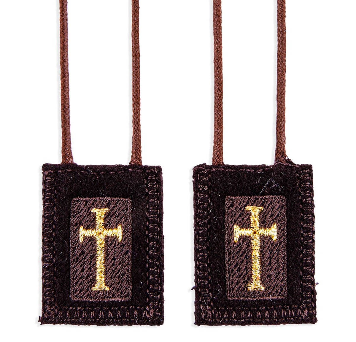 Scapular Genuine Brown Wool Scapular with Latin Cross