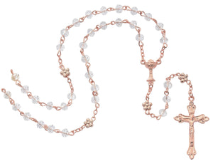 Immitation Rose Gold First Communion Rosary for Girls