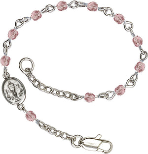 Silver Chalice First Communion Bracelet 4mm Crystal Beads for Girls