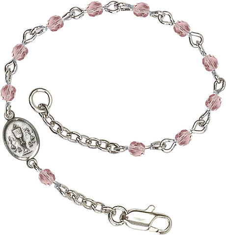 Silver Chalice First Communion Bracelet 4mm Crystal Beads for Girls