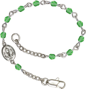 Silver Chalice First Communion Bracelet 4mm Crystal Beads for Girls