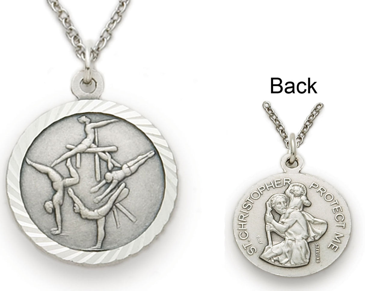 St. Christopher Gymnastics Sports Medal with Chain for Girls
