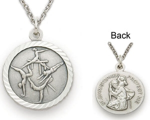 St. Christopher Gymnastics Sports Medal with Chain for Girls
