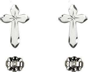 Sterling Silver Cross Post Earrings for Girls