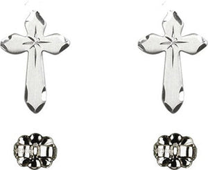 Sterling Silver Cross Post Earrings for Girls
