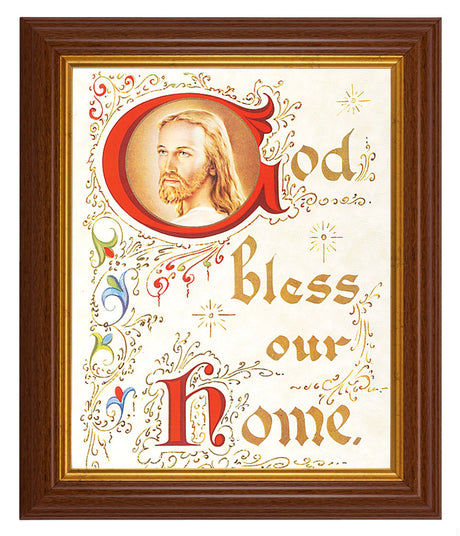 God Bless Our Home 8x10 Textured Artboard Dark Walnut Frame