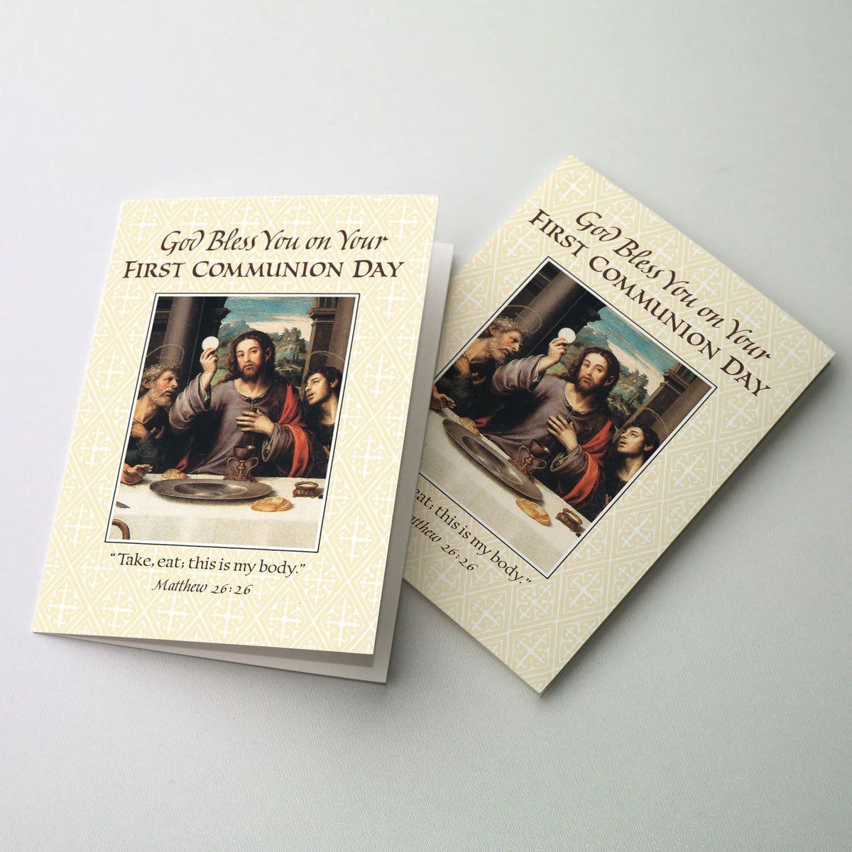First Communion Card - God Bless You Scripture Card | Matthew 26:26