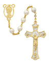 Gold Tone and White Enamel First Communion Rosary