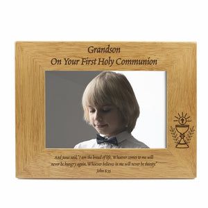 Grandson First Holy Communion  Hardwood Photo Frame