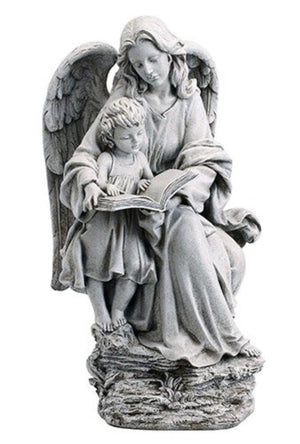 Guardian Angel with Child and Book Garden Statue 19" High