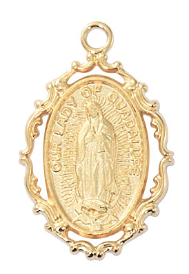 Gold Tone Oval Our Lady of Guadalupe Necklace