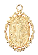 Gold Tone Oval Our Lady of Guadalupe Necklace