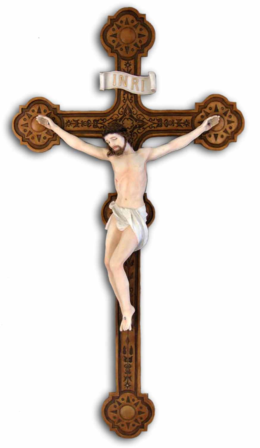 Hand Painted Bronzed Resin Wall Crucifix - 20 Inches