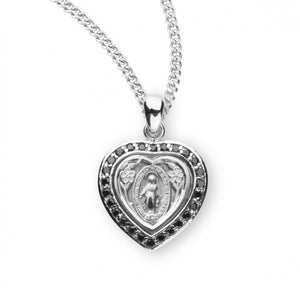 Heart Crystal Cubic Zirconia Miraculous Medal