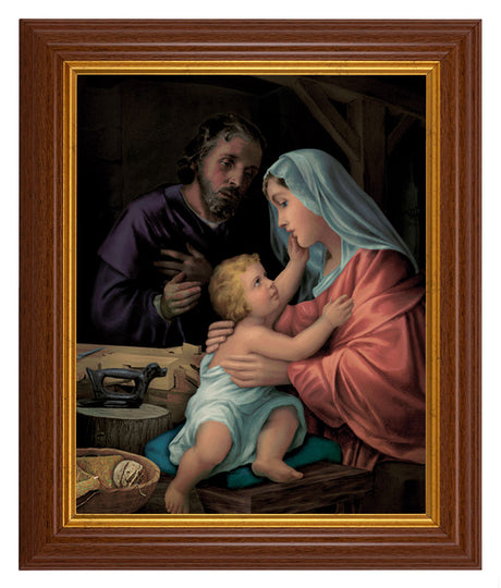 Holy Family in Josephs Woodshop 8x10 Textured Artboard Dark Walnut Frame