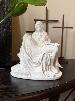 Pieta Statue in White Resin - 7 Inches