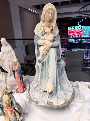 26-Inch Hand-Painted Madonna and Child Statue, Full Color