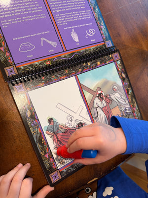 Stations of the Cross Water Reveal Activity Book for Kids – Reusable Lent Learning Tool with Water Pen