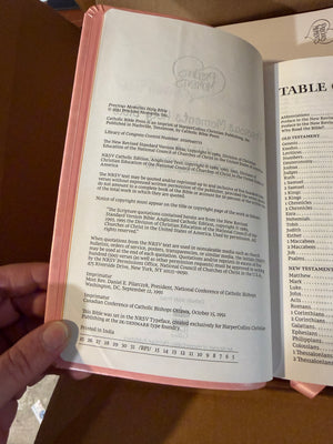 Precious Moments Gift Bible Pink Leather Cover - Catholic RSVce for Girls