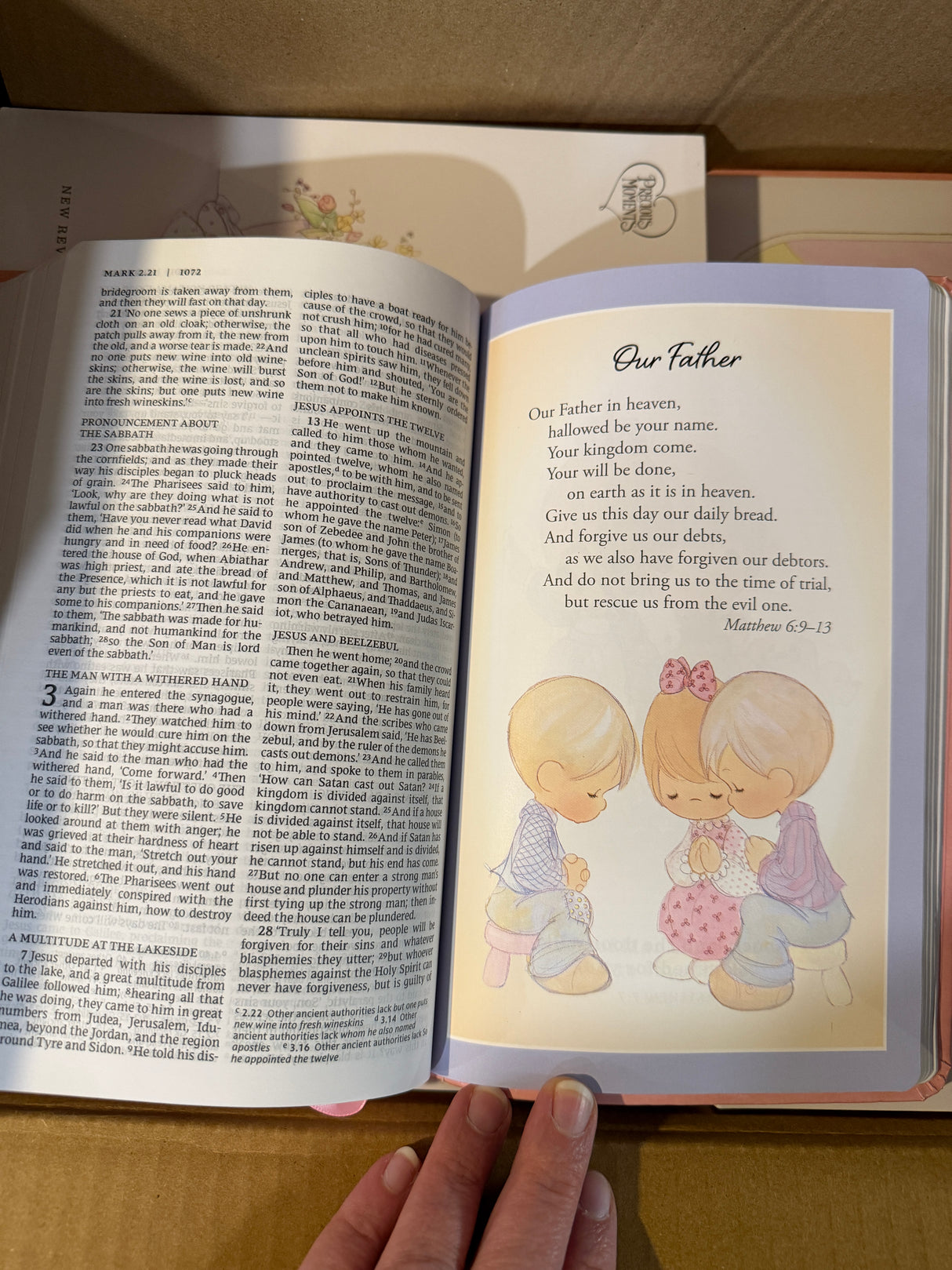 Precious Moments Gift Bible Pink Leather Cover - Catholic RSVce for Girls