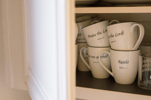 Daily Bread Scripture Coffee Mugs – Set of 4 Porcelain Mugs with Bible Verses (12 oz.)