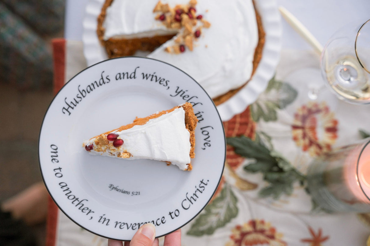 Daily Bread Scripture Salad & Luncheon Plates – Set of 4 Porcelain Plates with Bible Verses