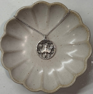 Holy Spirit Cut Out Round Medal | Sterling Silver | Women's Pendant