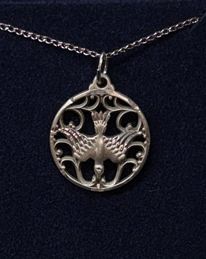 Holy Spirit Cut Out Round Medal | Sterling Silver | Women's Pendant