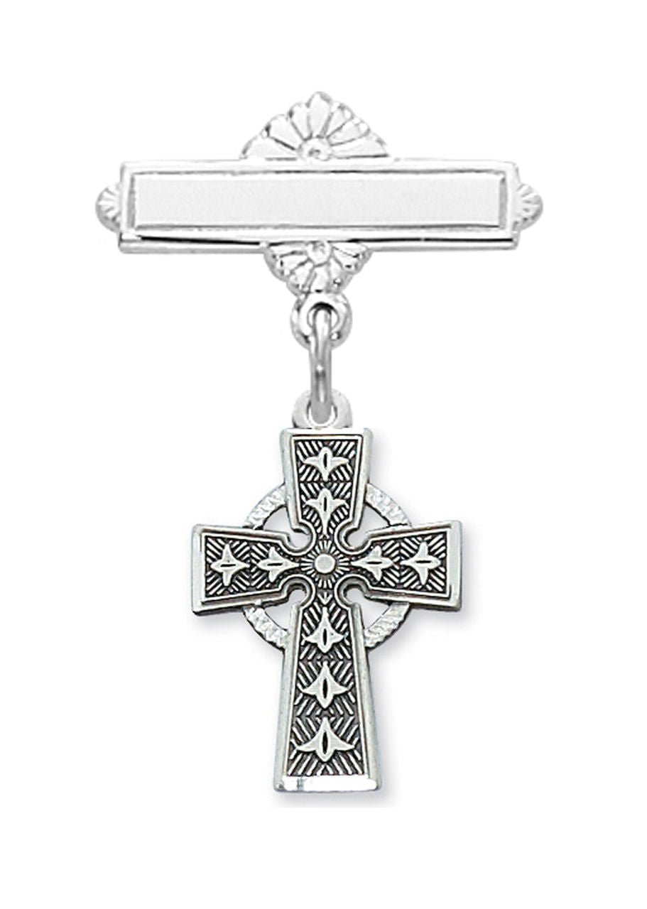 Irish Celtic Cross Baby Pin - Sterling Silver
