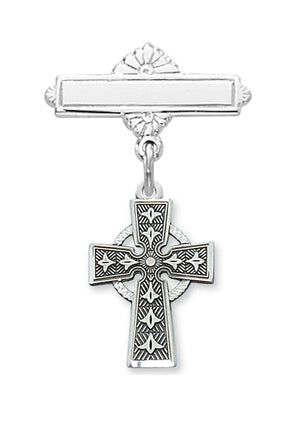 Irish Celtic Cross Baby Pin - Sterling Silver