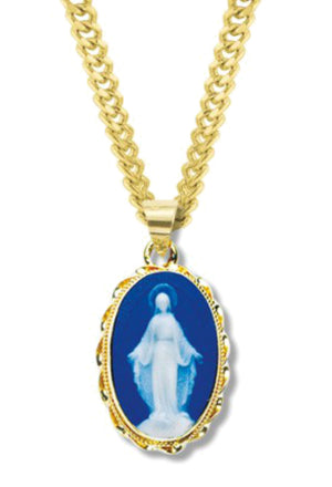 Italian Made Cameo Necklace Miraculous Medal