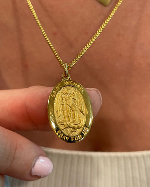 Saint Michael Oval Goldtone Medal for Men