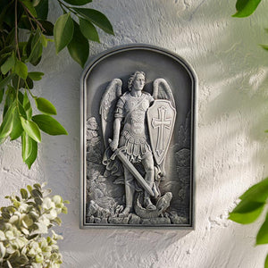 Saint Michael Garden Plaque – 12.25" Resin Home & Garden Catholic Wall Art