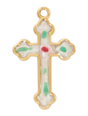 Cloisonné Cross Necklace, Sterling or Gold over Sterling
