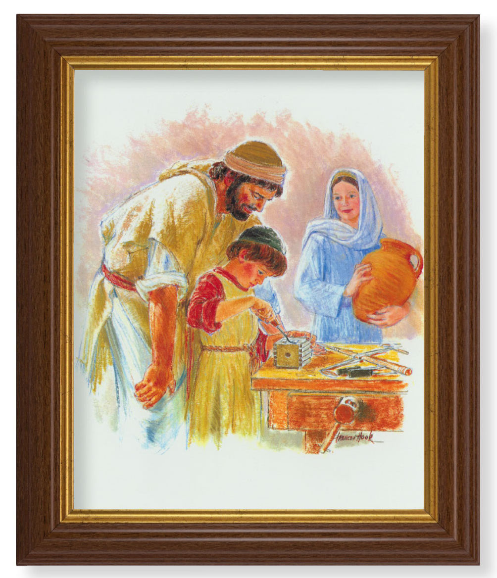 Jesus the Carpenter by Hook 8x10 Textured Artboard Dark Walnut Frame