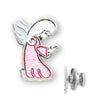 Kneeling Guardian Angel Lapel Pin at Prayer with Pink Enamel