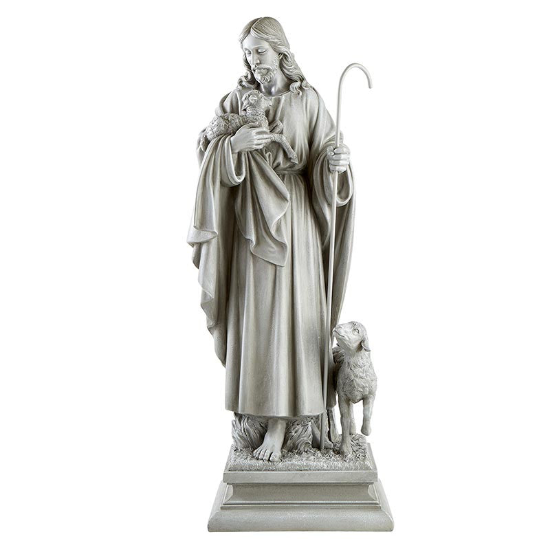 Jesus the Good Shepherd 28" Resin Statue – Indoor Devotional Figure