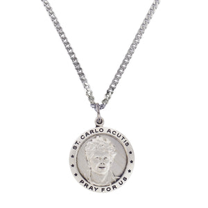 Sterling Silver St. Carlo Acutis Medal Necklace