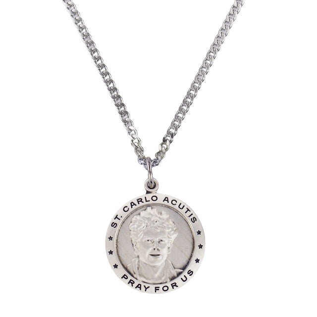 Sterling Silver St. Carlo Acutis Medal Necklace