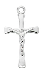 Sterling Silver Crucifix Necklace in Red Velour Box