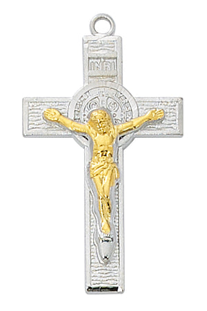 Two-Tone St. Benedict Crucifix Necklace