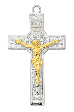 Two-Tone St. Benedict Crucifix Necklace