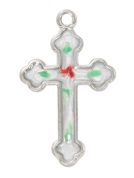 Cloisonné Cross Necklace, Sterling or Gold over Sterling