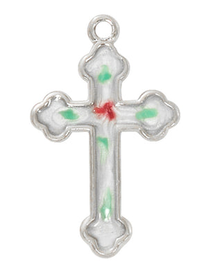 Cloisonné Cross Necklace, Sterling or Gold over Sterling