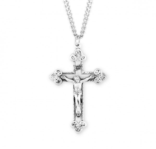 Large Men's Crucifix with Scroll Leaf Tips