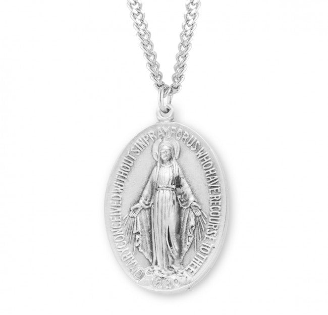 Oval Miraculous Pendant with Chain for Men