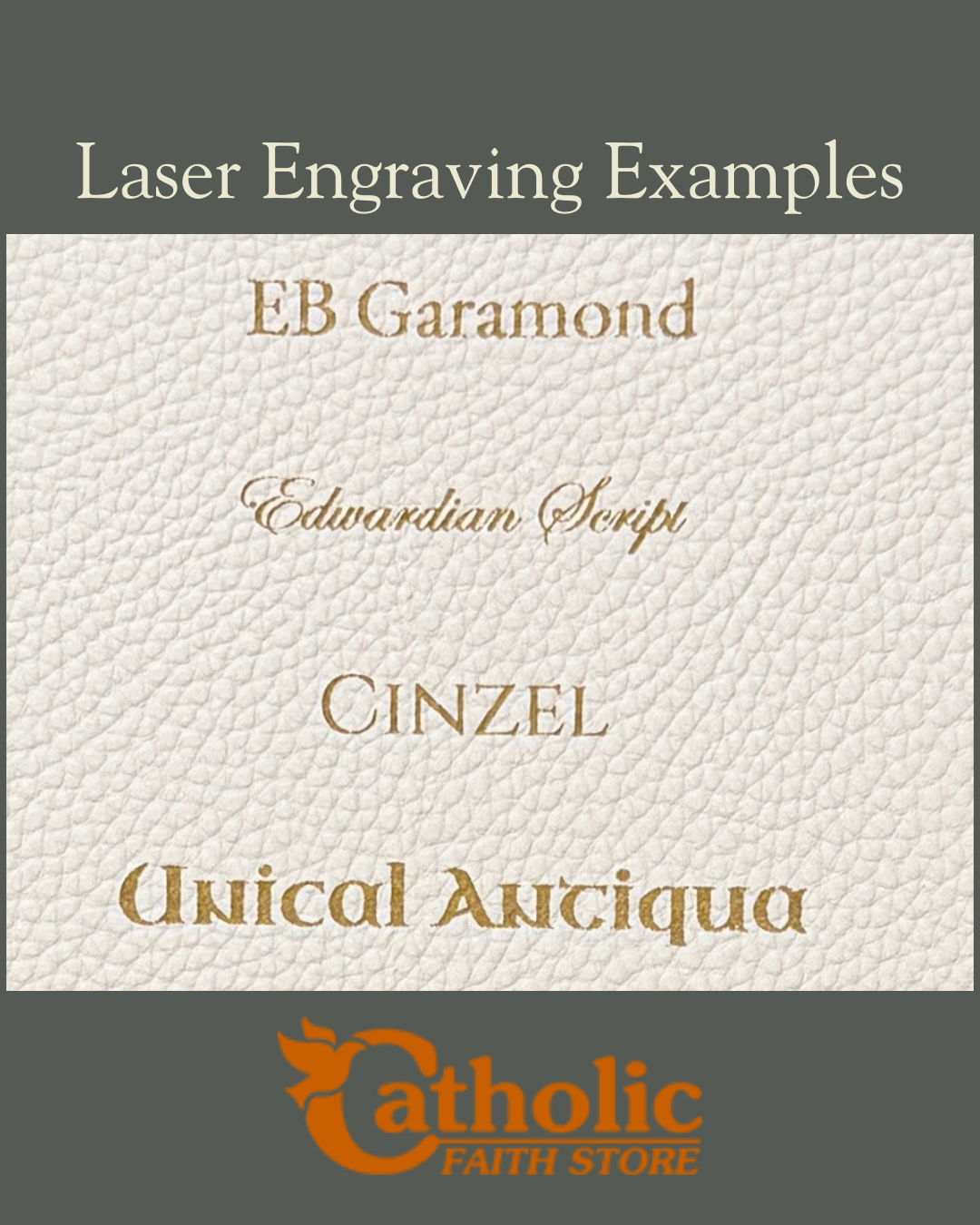 Laser engraving customization samples for prayer card organizer